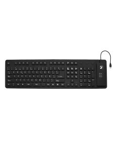 Teclado flexible multimedia alámbrico, negro