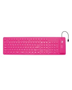 Teclado flexible multimedia alámbrico, rosa