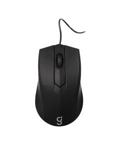 Mouse alámbrico de precisión 1,000 DPIS de tres botones, negro