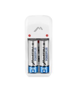 Cargador de pilas AA, AAA y 9V incluye 2 pilas AA y clavija