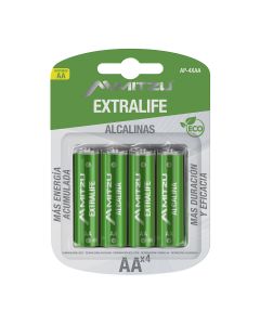 Paquete de 4 pilas alcalinas AA 1.5Vcc