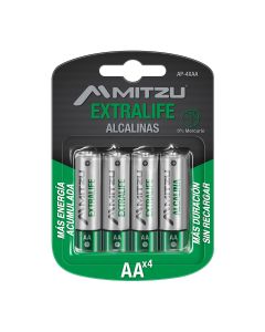 Paquete de 4 pilas alcalinas AA 1.5Vcc