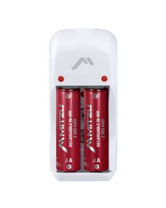Cargador de 2 pilas AA, AAA y 9V incluye 2 pilas AA de Ni-MH