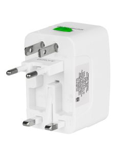 Adaptador universal de contactos para viaje, blanco