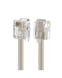 Extensión telefónica lisa cable plano, 7.62 m marfil, blanco