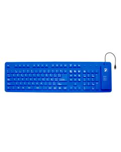 Teclado flexible multimedia alámbrico, azul