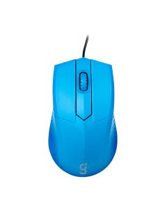 Mouse alámbrico de precisión 1,000 DPIS de tres botones, azul
