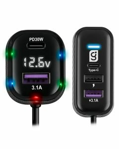 Cargador para auto con 3 puertos USB  y 2 puertos tipo c