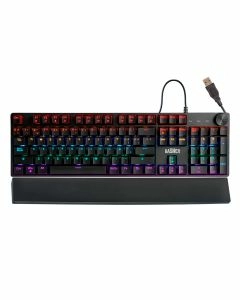 Teclado alámbrico led rainbow gamer para PC, reposa muñecas