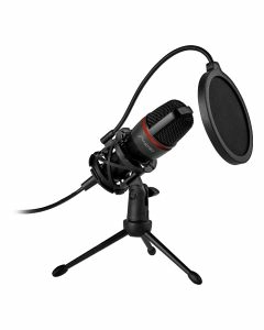 Micrófono unidireccional condensador con filtro anti-pop, negro
