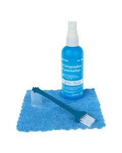 Kit limpiador para pantallas con escobetilla y paño 100 ml