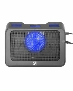 Ventilador metálico para laptop con doble puerto USB, negro