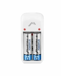 Cargador de pilas AA, AAA y 9V incluye 2 pilas AA y clavija