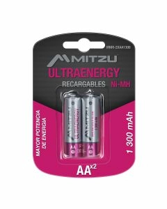 Paquete de 2 Pilas recargables AA de Ni-MH 1,2 Vcc