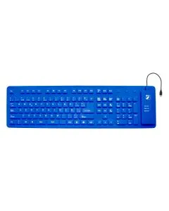 Teclado flexible multimedia alámbrico, azul