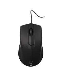 Mouse alámbrico de precisión 1,000 DPIS de tres botones, negro