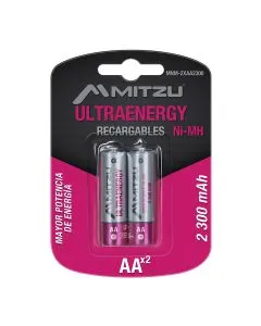 Pila recargable AA de NI-MH 1.2Vcc, incluye 2 pilas