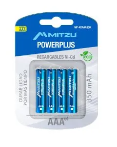 Paquete de 4 pilas recargables AAA Níquel-Cadmio 350 mAh