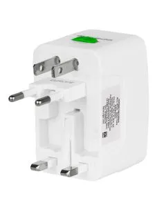 Adaptador universal de contactos para viaje, blanco