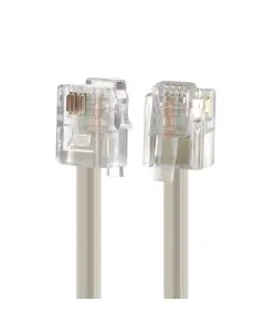 Extensión telefónica lisa cable plano, 7.62 m marfil, blanco
